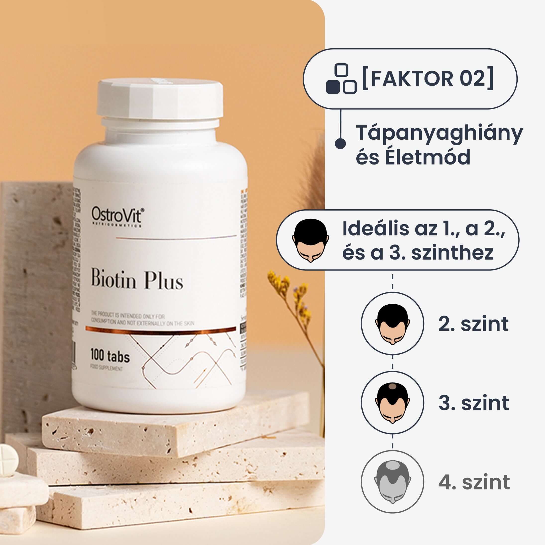 Biotin Plus (+Cink, Szelén) hajnövesztő vitamin - 3 havi adag (100 tabletta)