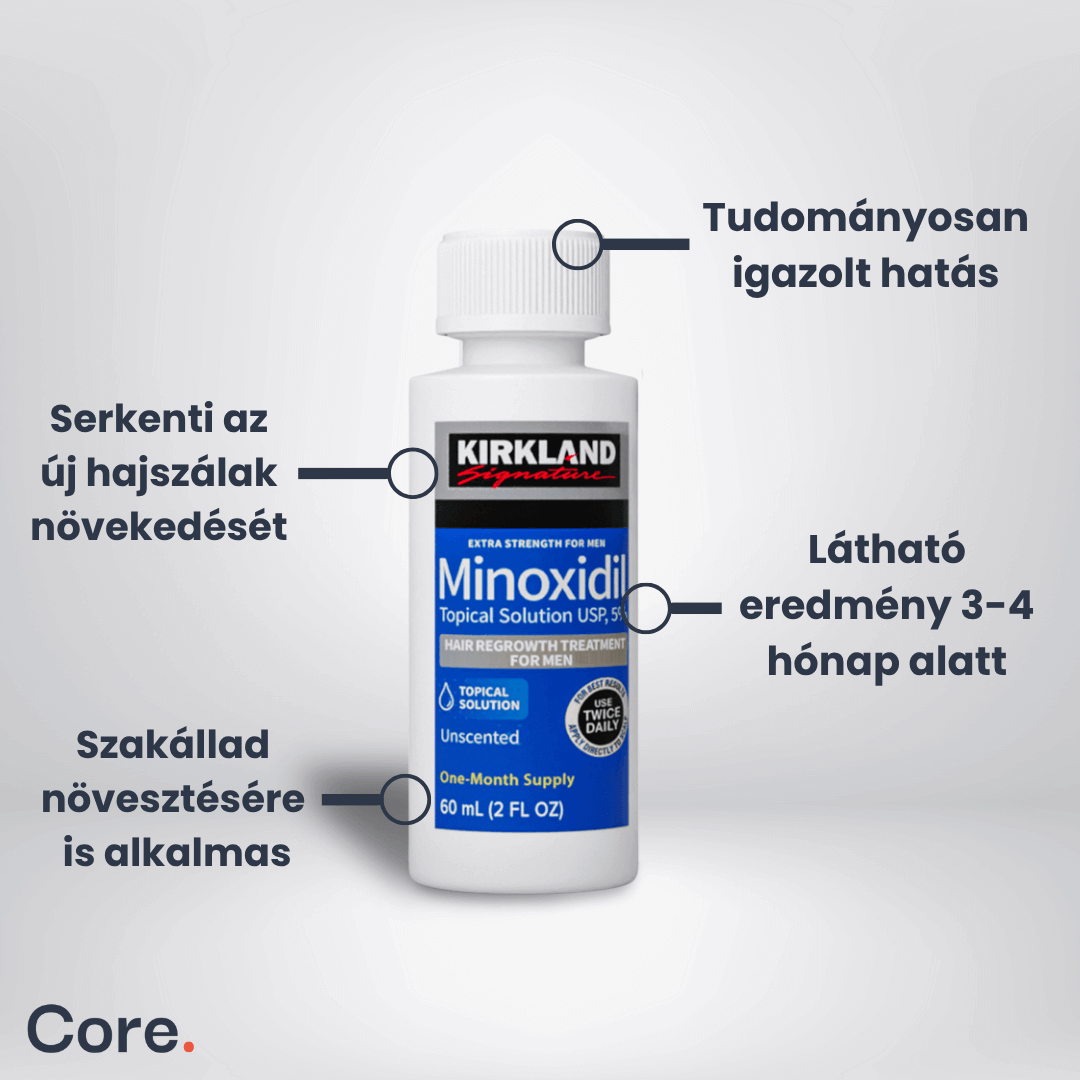 Kirkland Minoxidil 5% haj-, és szakállnövesztő - 2 havi adag folyadék