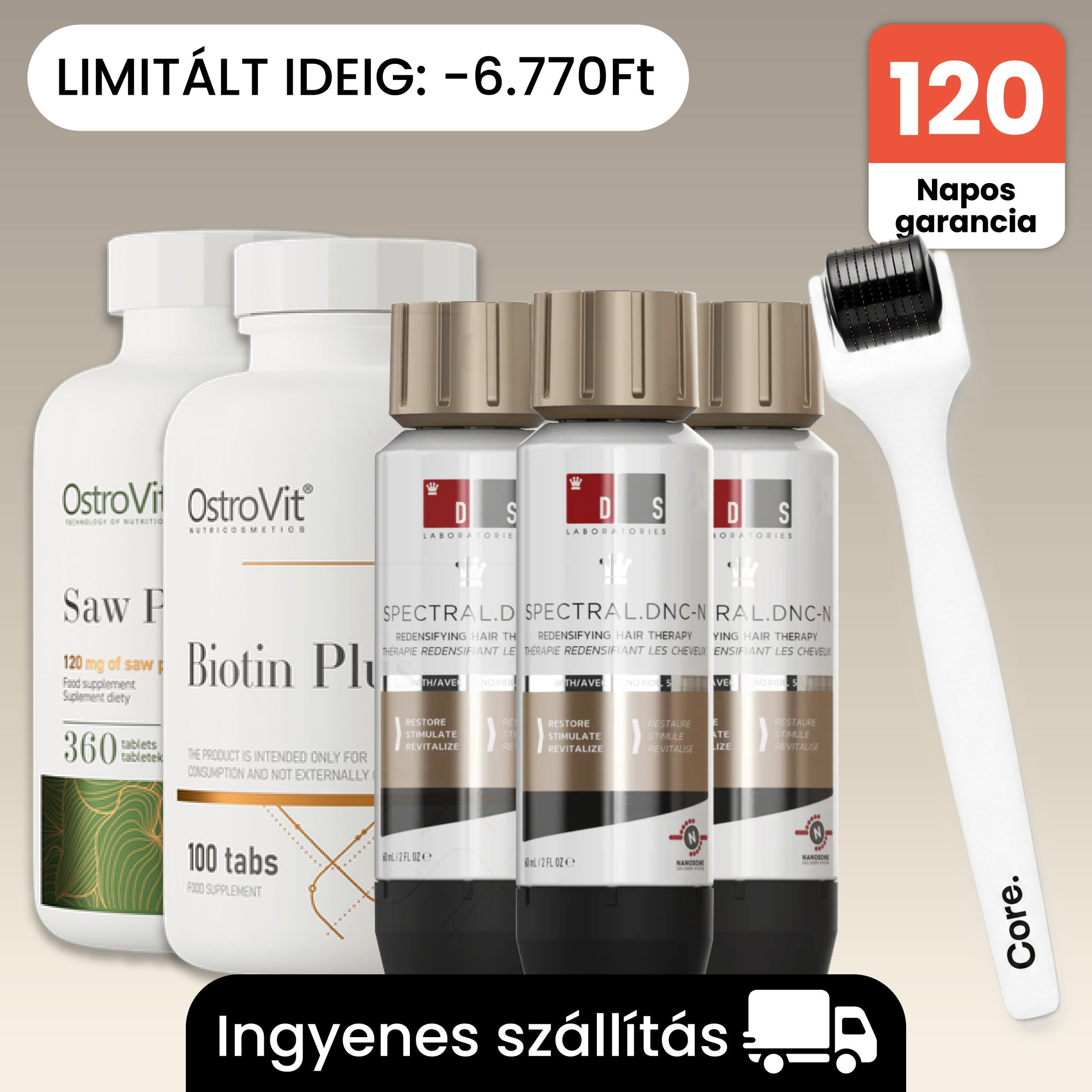 Teljes Nanoxidil Komplex hajnövesztő, hajhullás elleni rutin (3 havi)